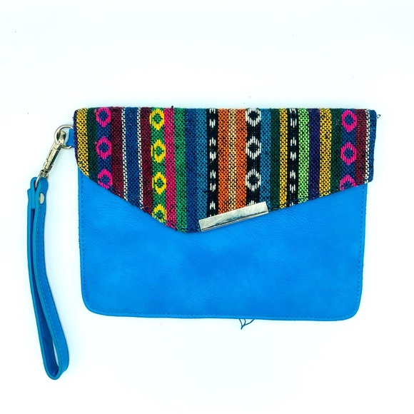 Handbags - Beautiful Fabric and Leather Clutch by Revolution by Edwin